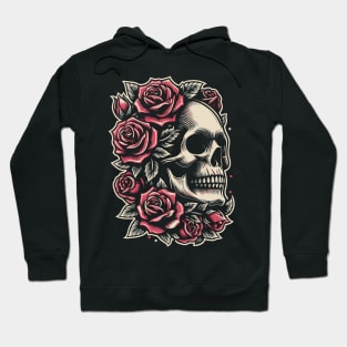 gothic skull with roses Hoodie